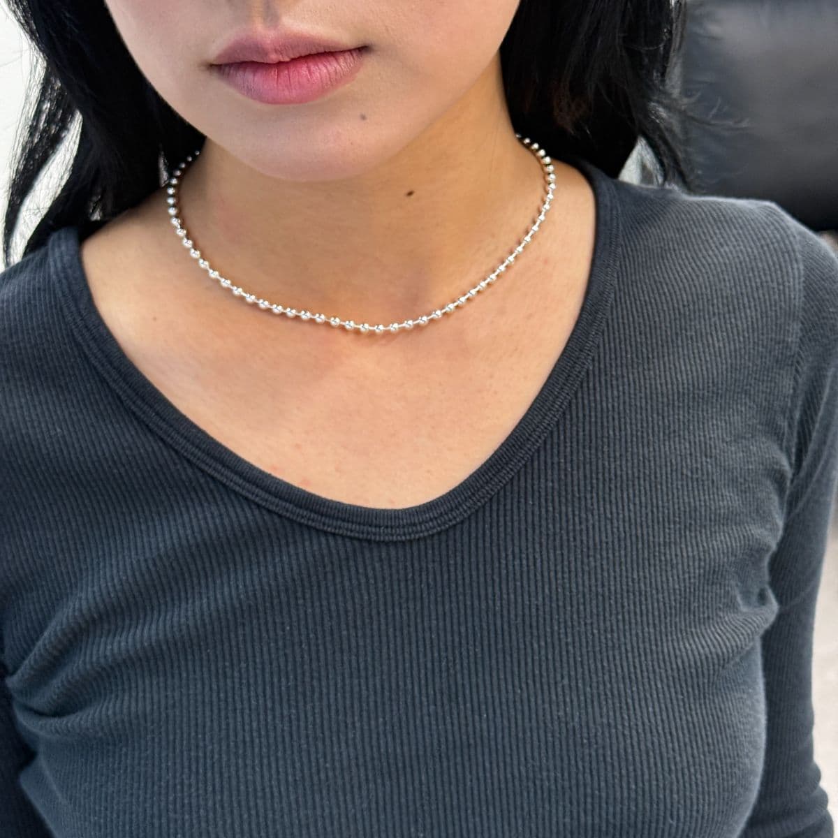 Silver 925 4mm Ball Chain Dog Tag Necklace 40cm 45cm 102485 102486 - 이미지 9