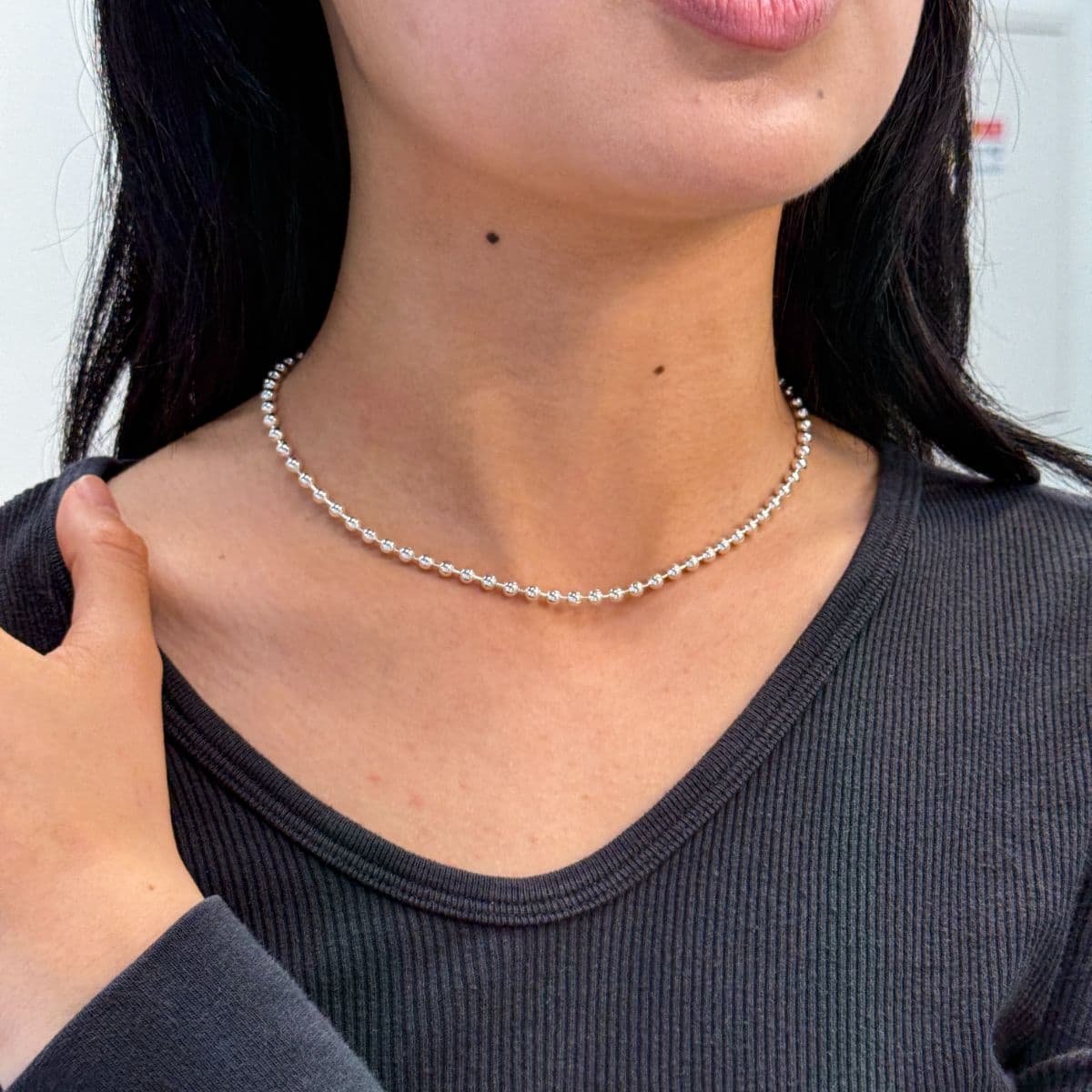 Silver 925 4mm Ball Chain Dog Tag Necklace 40cm 45cm 102485 102486 - 이미지 10