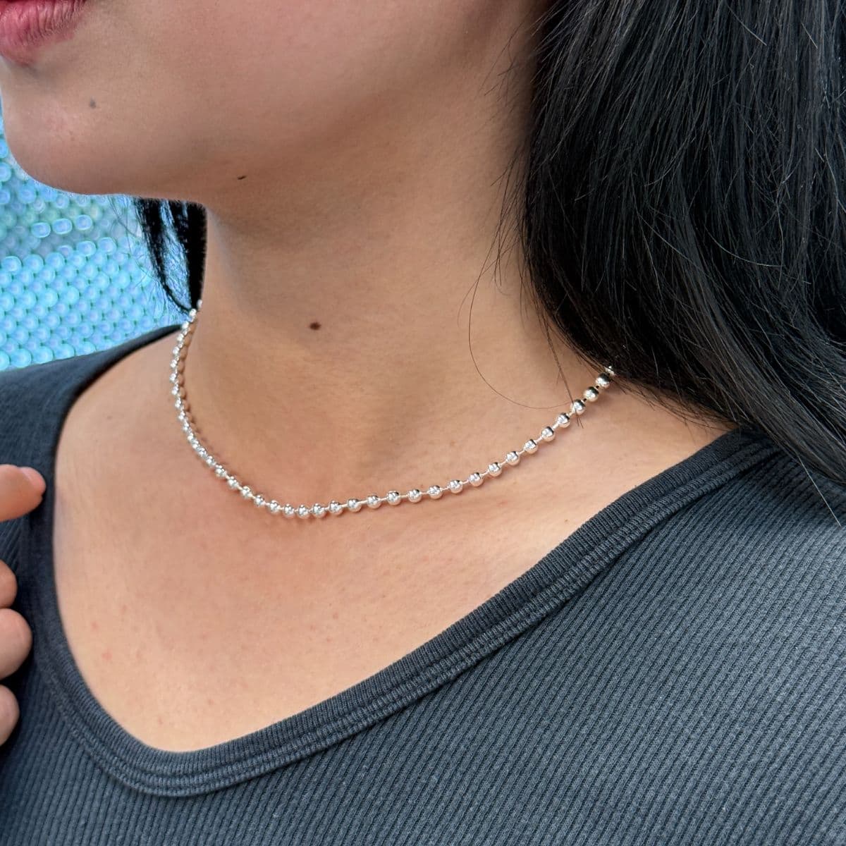 Silver 925 4mm Ball Chain Dog Tag Necklace 40cm 45cm 102485 102486 - 이미지 11