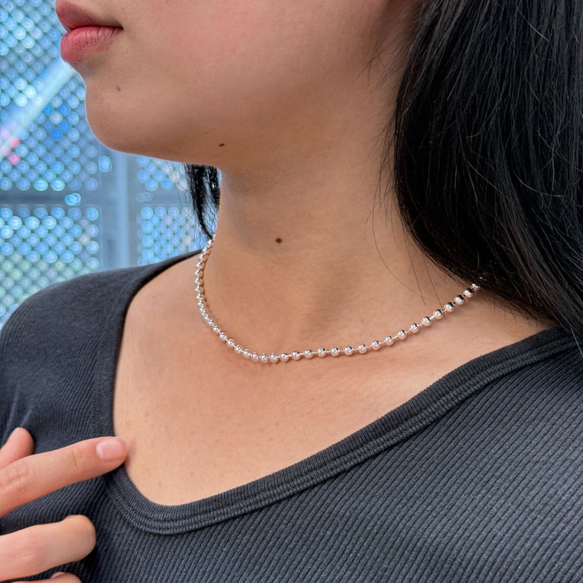 Silver 925 4mm Ball Chain Dog Tag Necklace 40cm 45cm 102485 102486 - 이미지 12