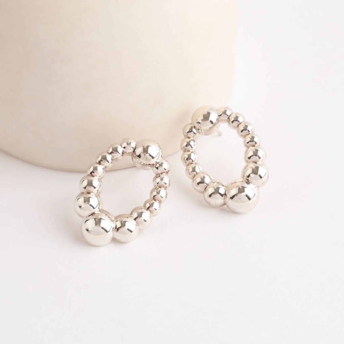 Silver 925 Oval Ball Stud Earrings Mini Point Made in Korea 102017 - 이미지 2
