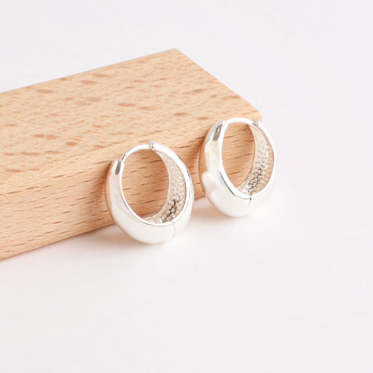 Silver 925 Mini Bold One-Touch Hoop Earrings Made in Korea 100213 100029 - 이미지 1