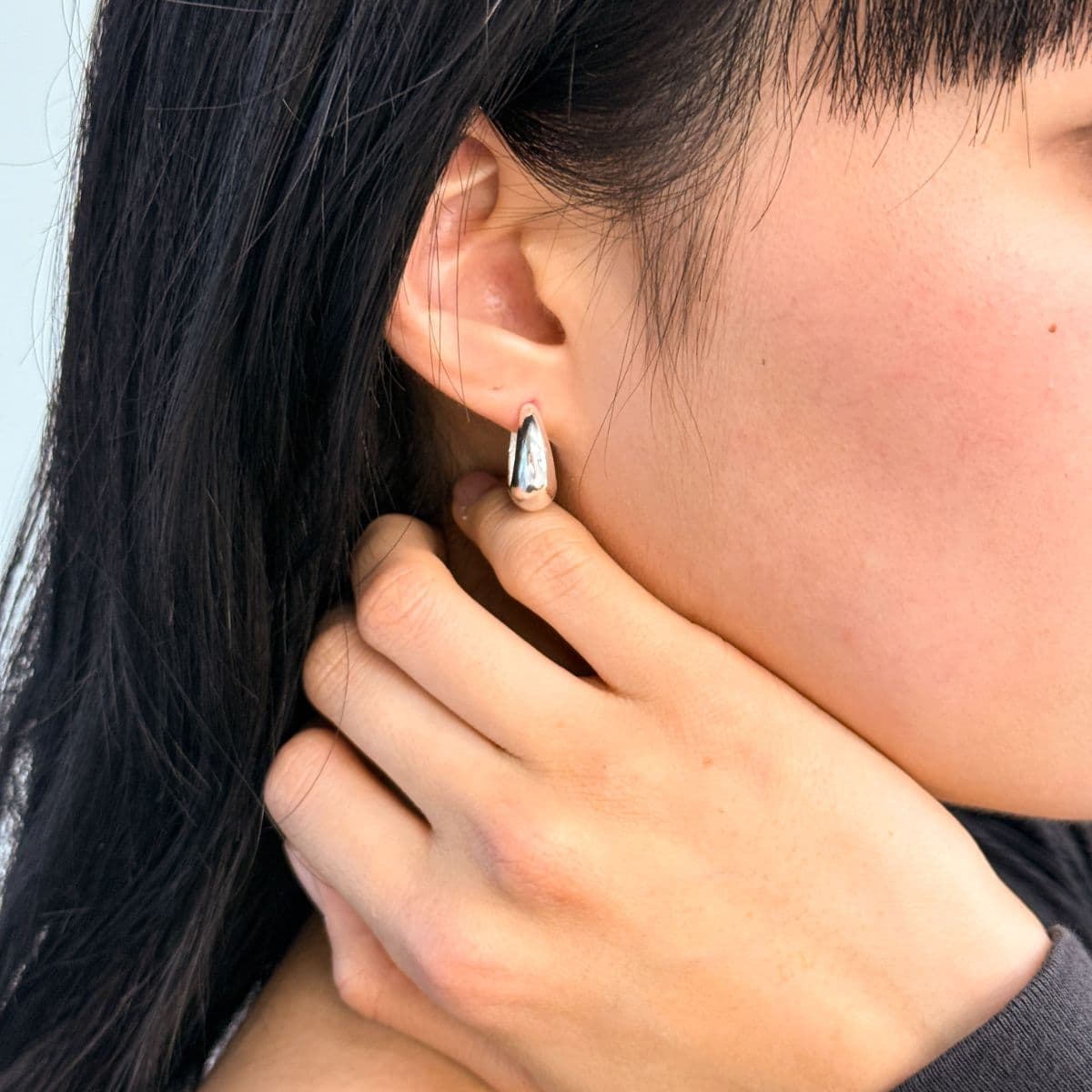 Silver 925 Mini Bold One-Touch Hoop Earrings Made in Korea 100213 100029 - 이미지 10