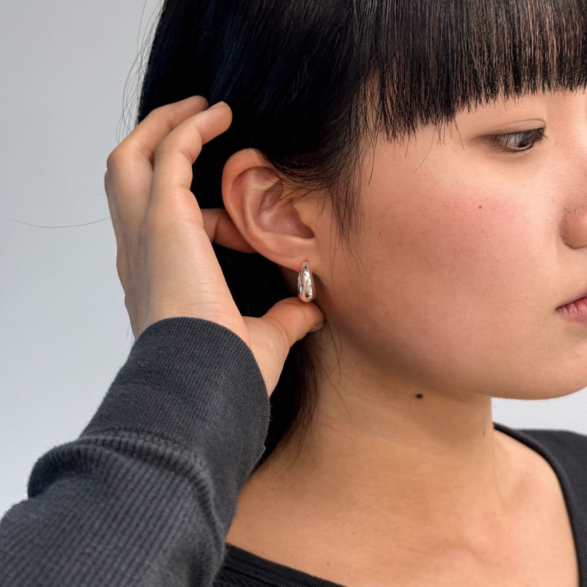 Silver 925 Mini Bold One-Touch Hoop Earrings Made in Korea 100213 100029 - 이미지 11