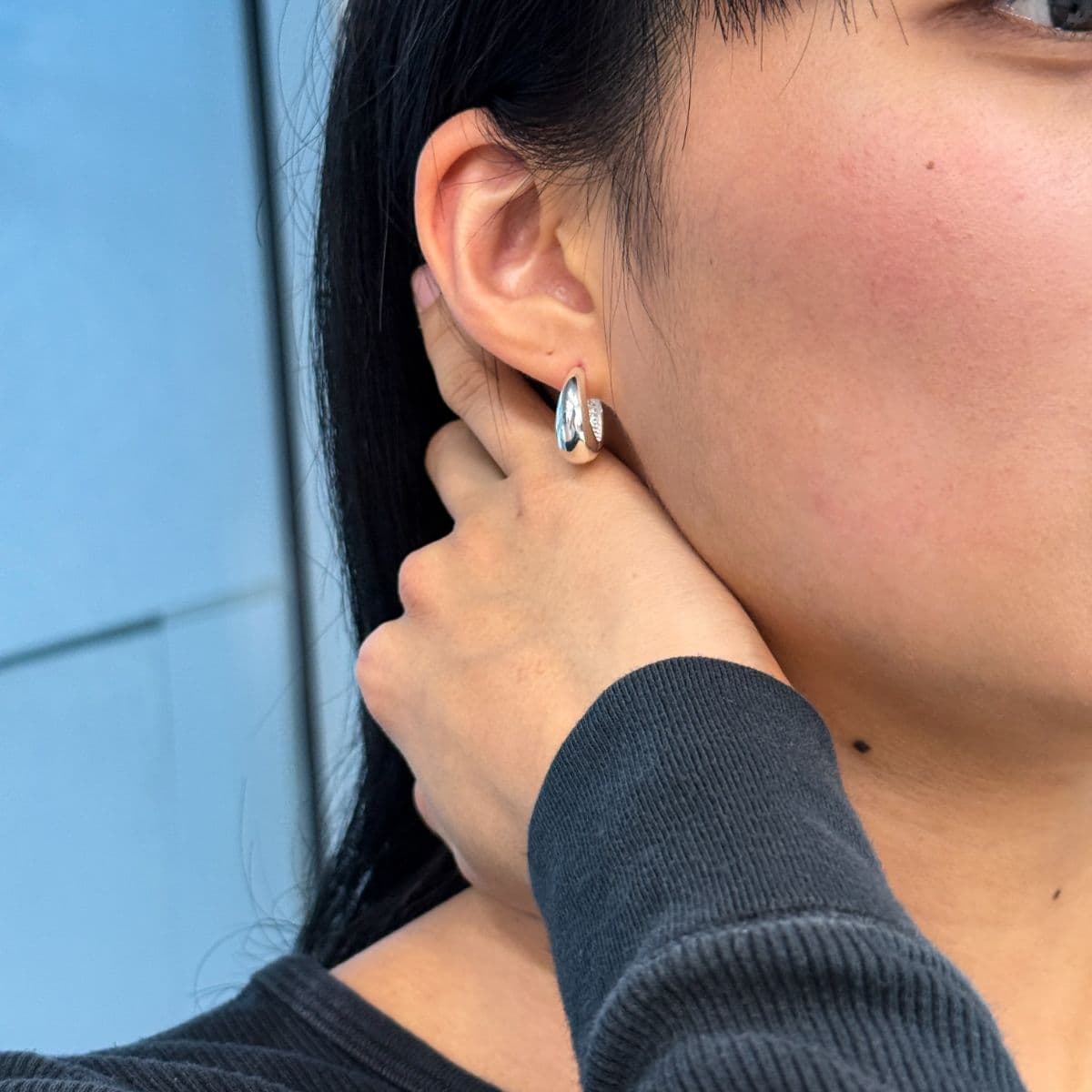 Silver 925 Mini Bold One-Touch Hoop Earrings Made in Korea 100213 100029 - 이미지 12