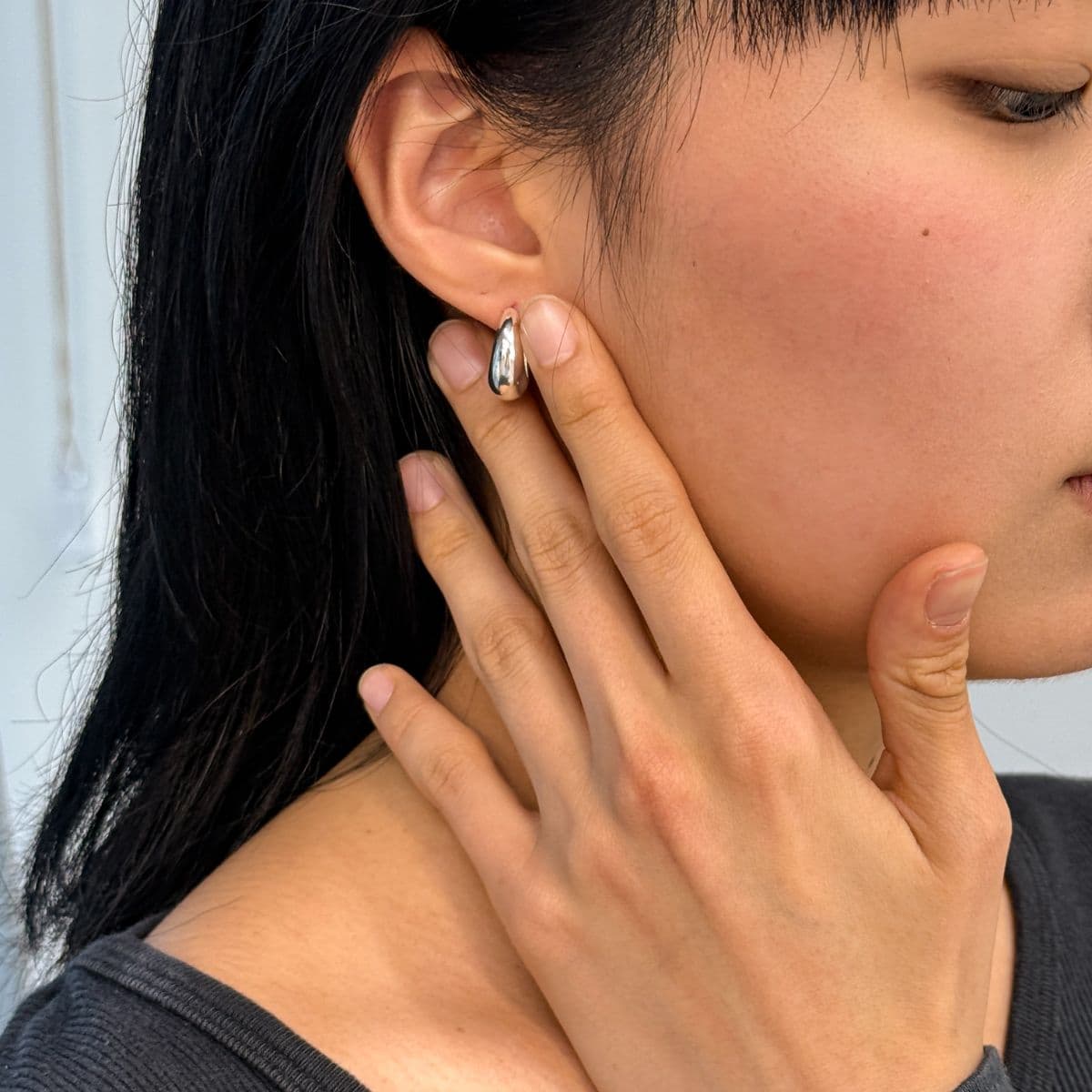 Silver 925 Mini Bold One-Touch Hoop Earrings Made in Korea 100213 100029 - 이미지 13