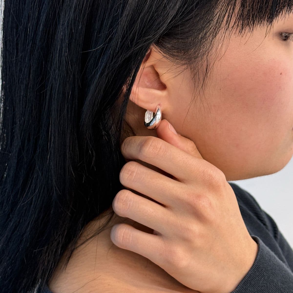 Silver 925 Mini Bold One-Touch Hoop Earrings Made in Korea 100213 100029 - 이미지 14