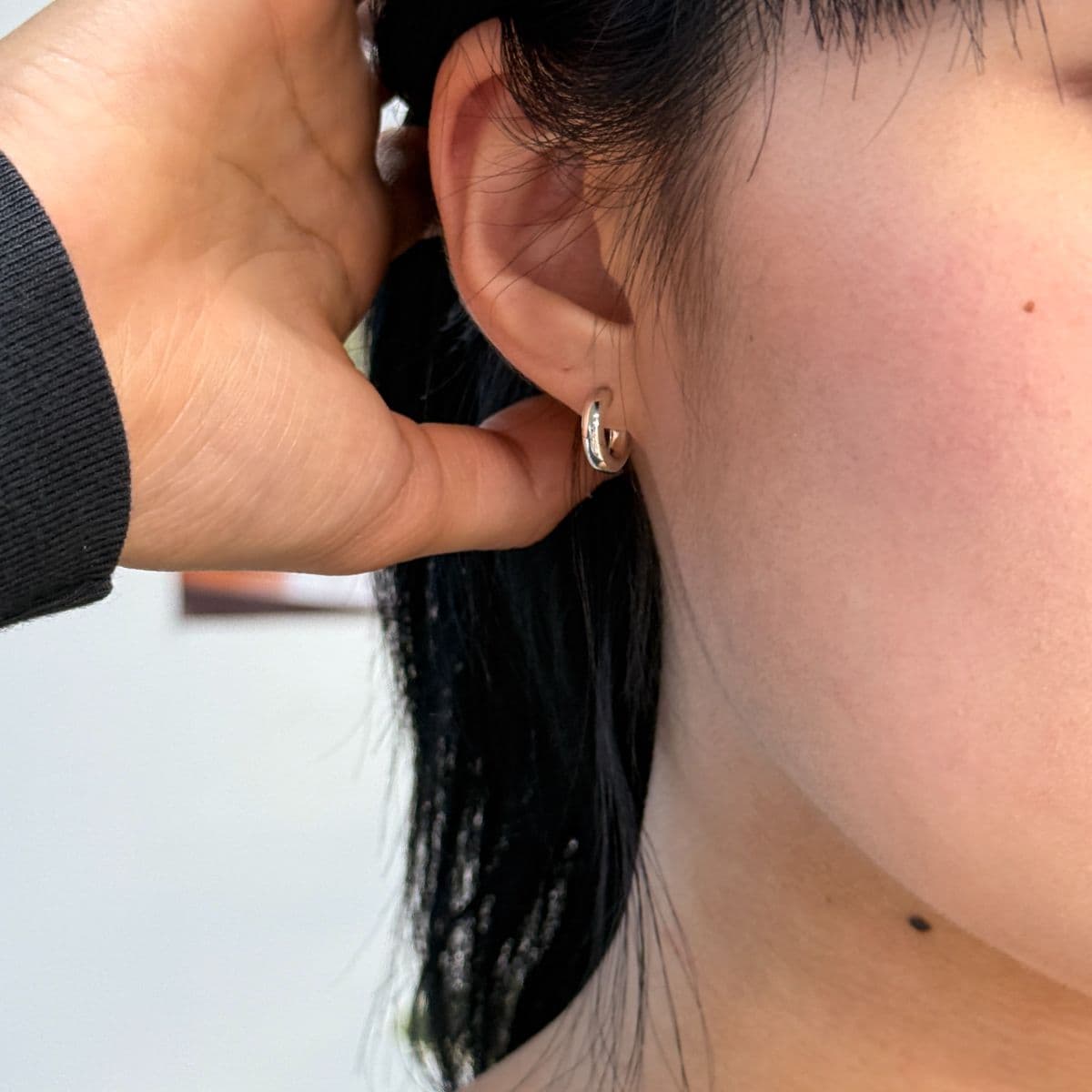 Silver 925 Mini Hoop Ring Earrings 3x12mm Made in Korea 100634 - 이미지 10
