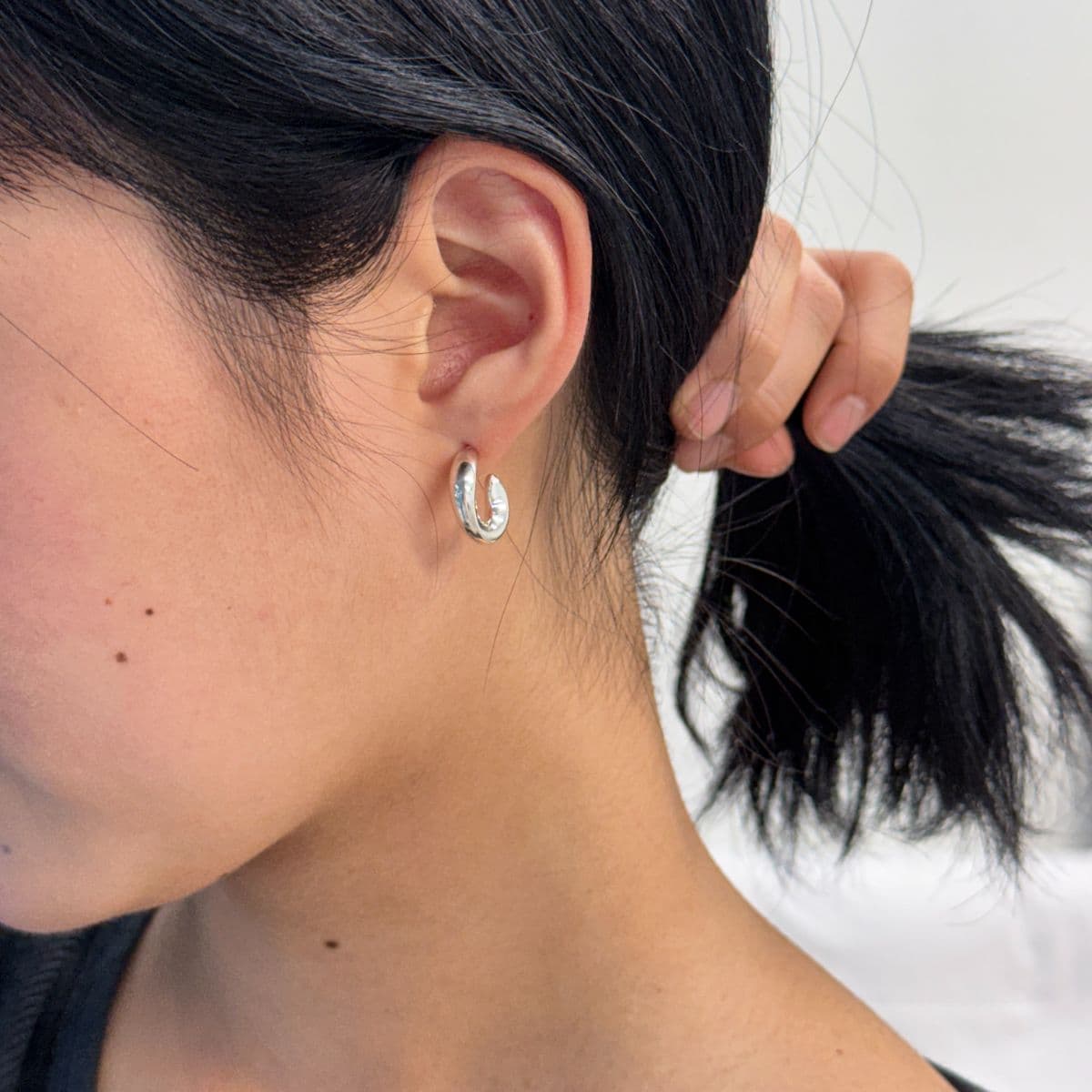 Silver 925 Bold Hoop Earrings 14x17mm Made in Korea 101882 - 이미지 7