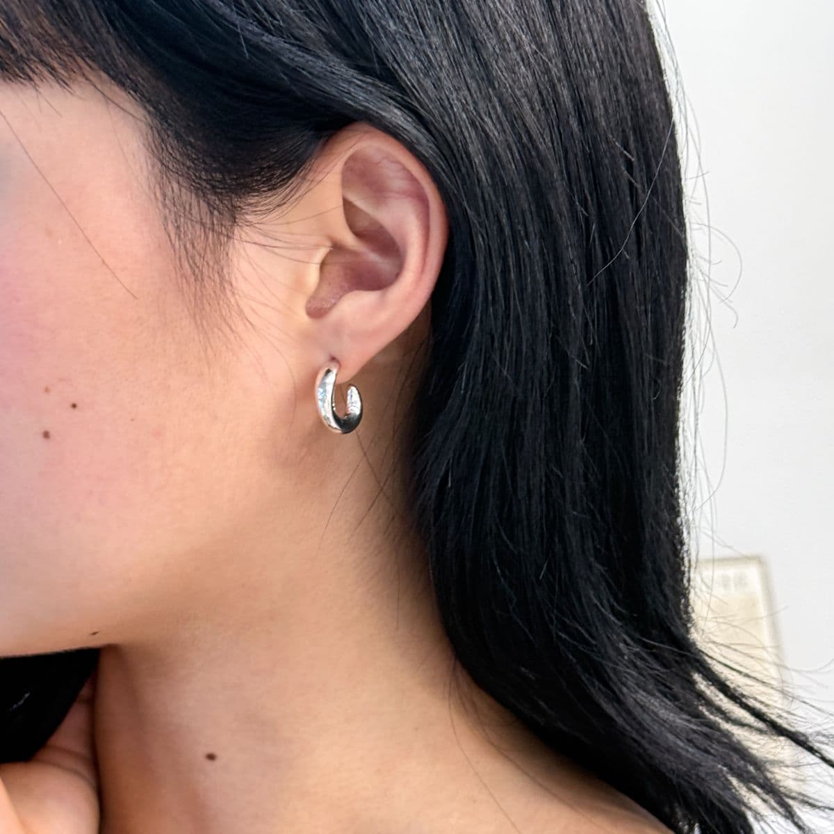 Silver 925 Bold Hoop Earrings 14x17mm Made in Korea 101882 - 이미지 8