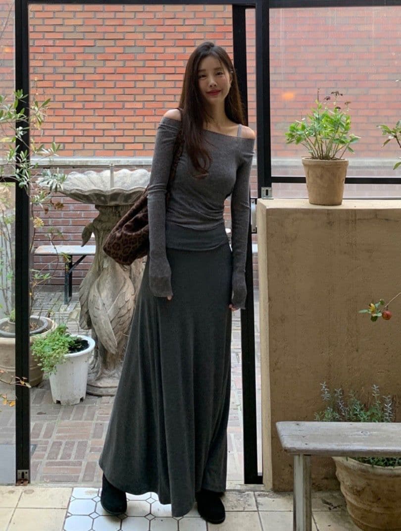 Clyoi SK (Domestic Waist Roll-up Tummy Cover Flowy Delicate Long Skirt) - 이미지 7