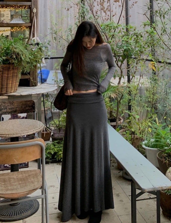 Clyoi SK (Domestic Waist Roll-up Tummy Cover Flowy Delicate Long Skirt) - 이미지 9