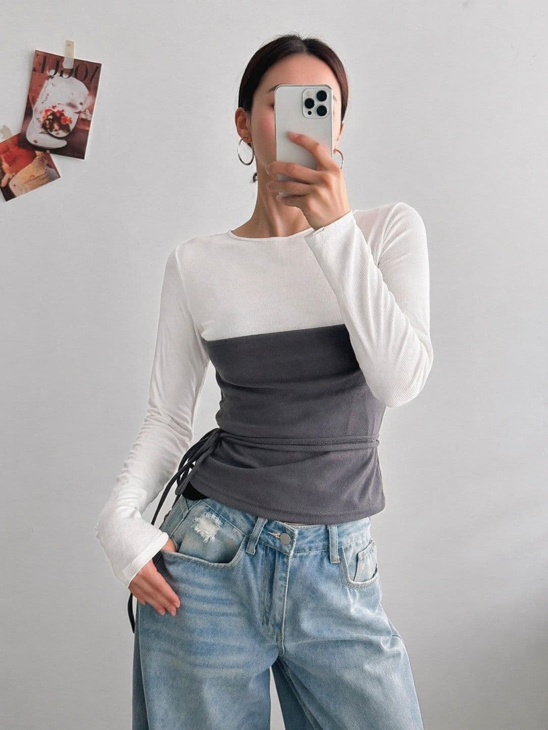 May Layered T-shirt (Bustier Layered Body Shape T-shirt) - 이미지 2