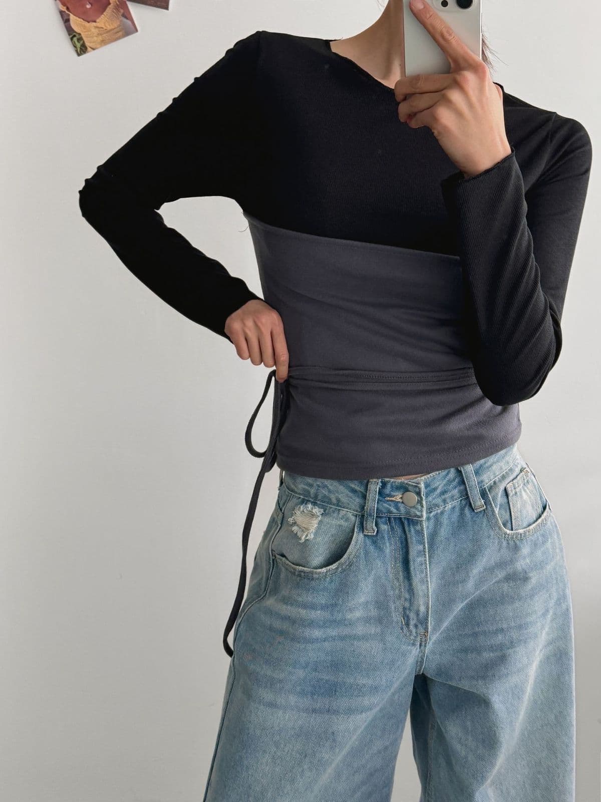 May Layered T-shirt (Bustier Layered Body Shape T-shirt) - 이미지 4