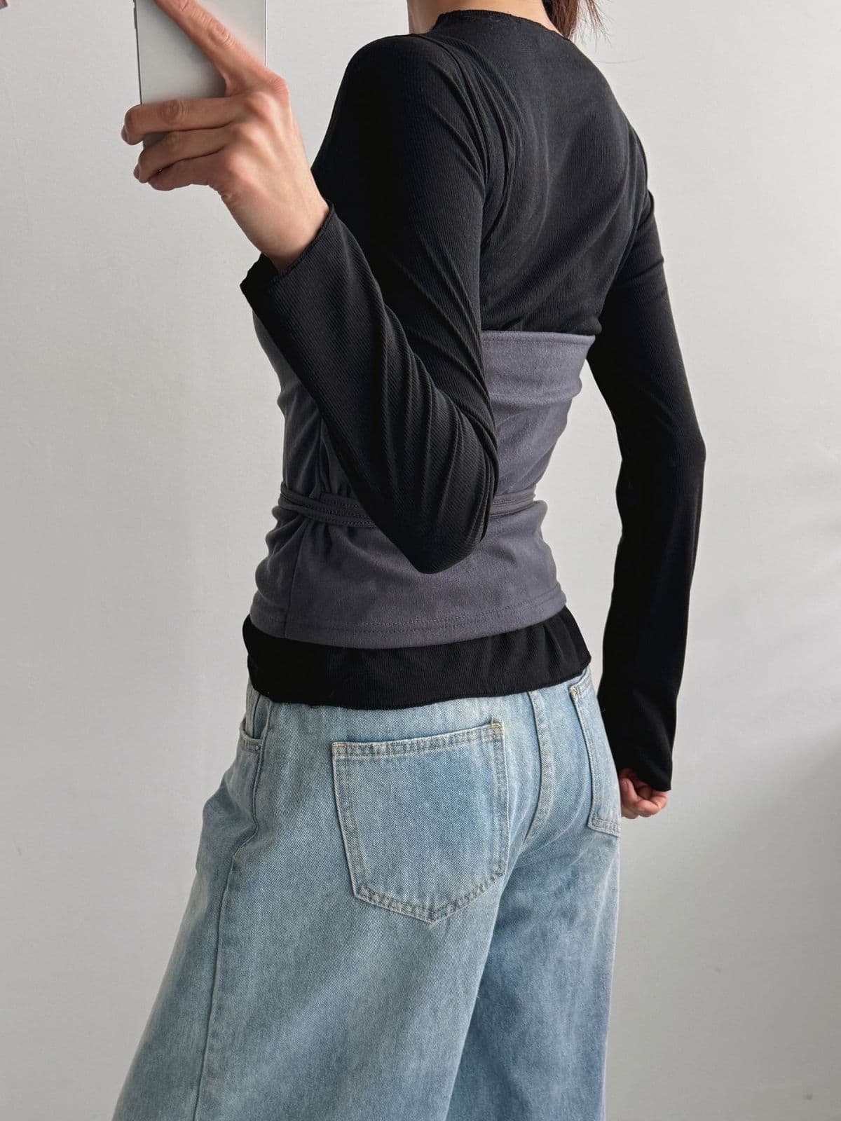 May Layered T-shirt (Bustier Layered Body Shape T-shirt) - 이미지 5