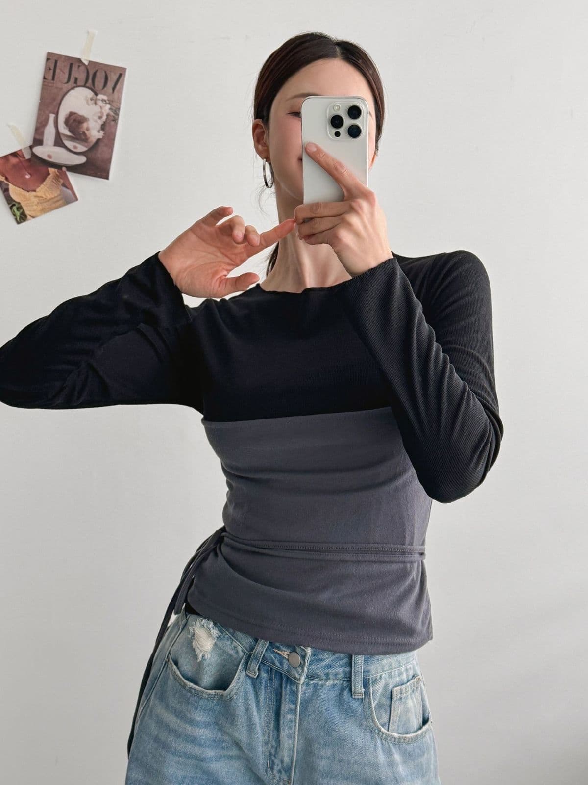 May Layered T-shirt (Bustier Layered Body Shape T-shirt) - 이미지 9