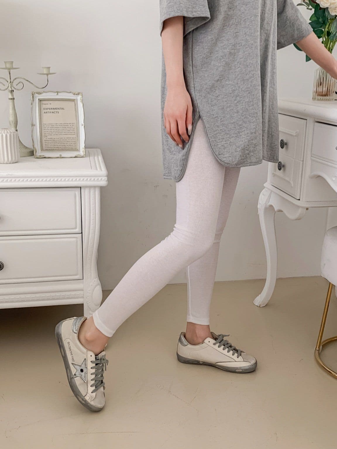 Sweet Ribbed Spandex Leggings - 이미지 3