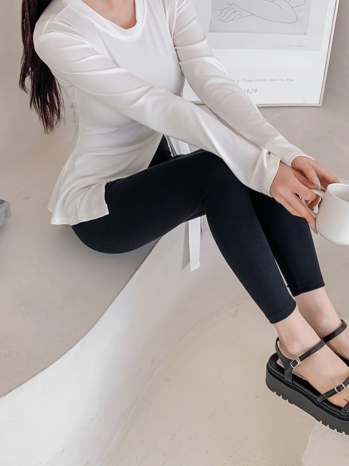 Sweet Ribbed Spandex Leggings - 이미지 15