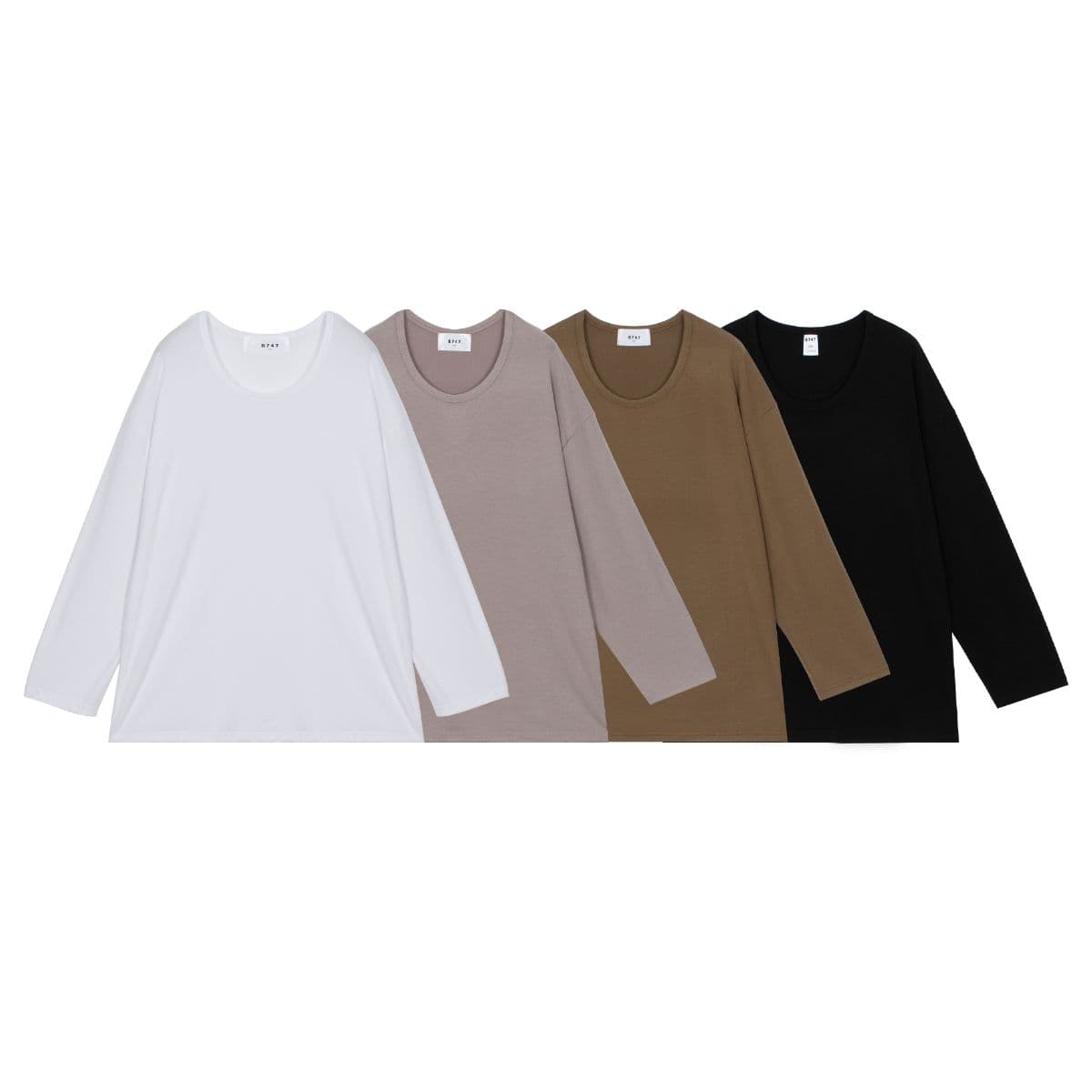Oversized U-neck Long-sleeve T-shirt, Unisex, Four Seasons, Daily Use - 이미지 15