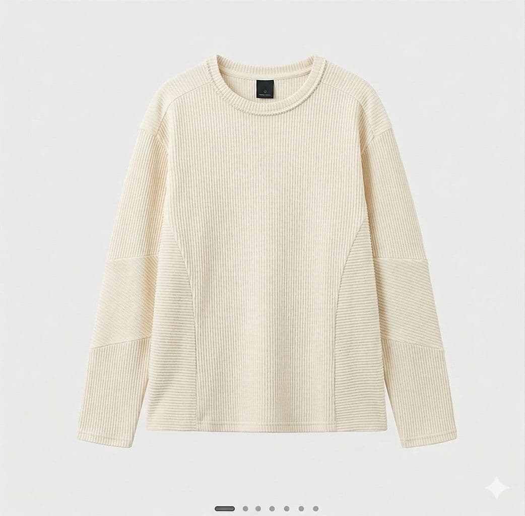 Line Cut Ribbed Knit Oversized Couple Look Unisex - 이미지 6