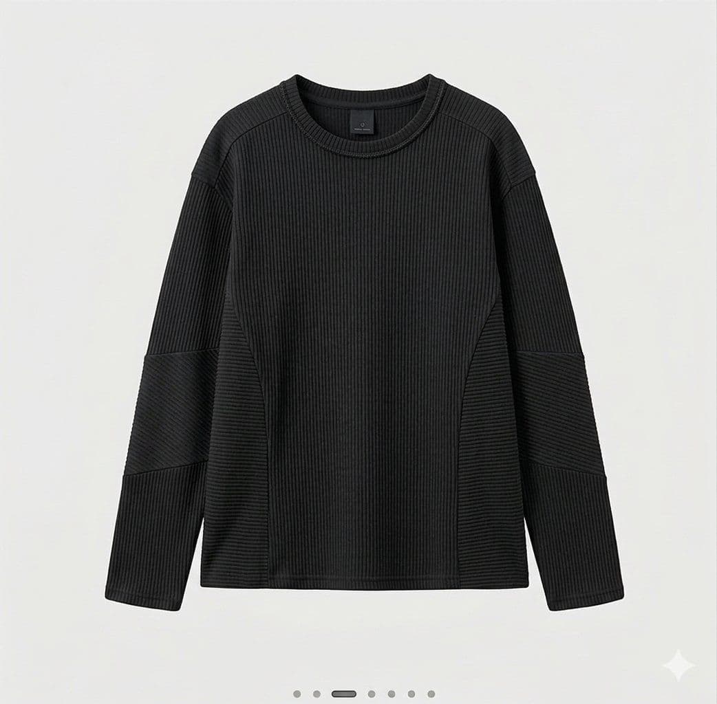 Line Cut Ribbed Knit Oversized Couple Look Unisex - 이미지 7