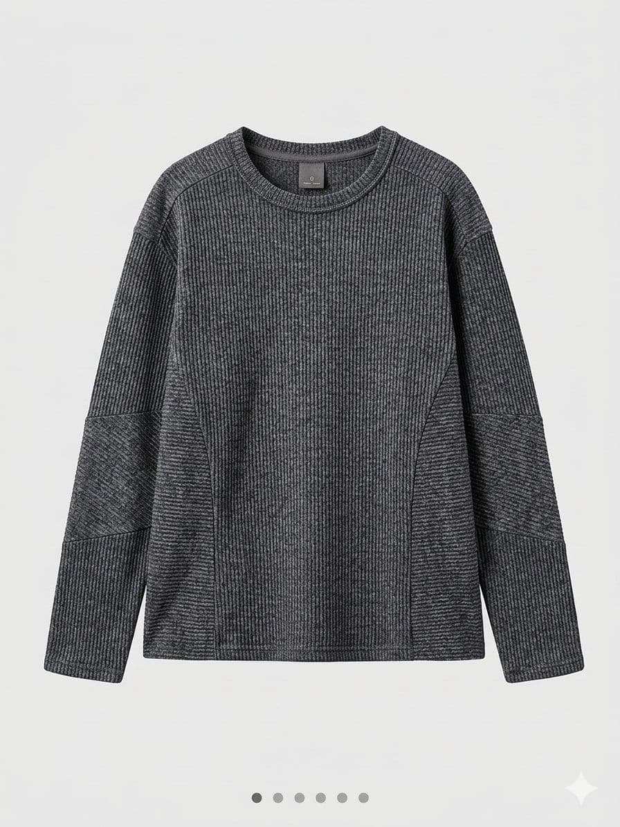 Line Cut Ribbed Knit Oversized Couple Look Unisex - 이미지 8