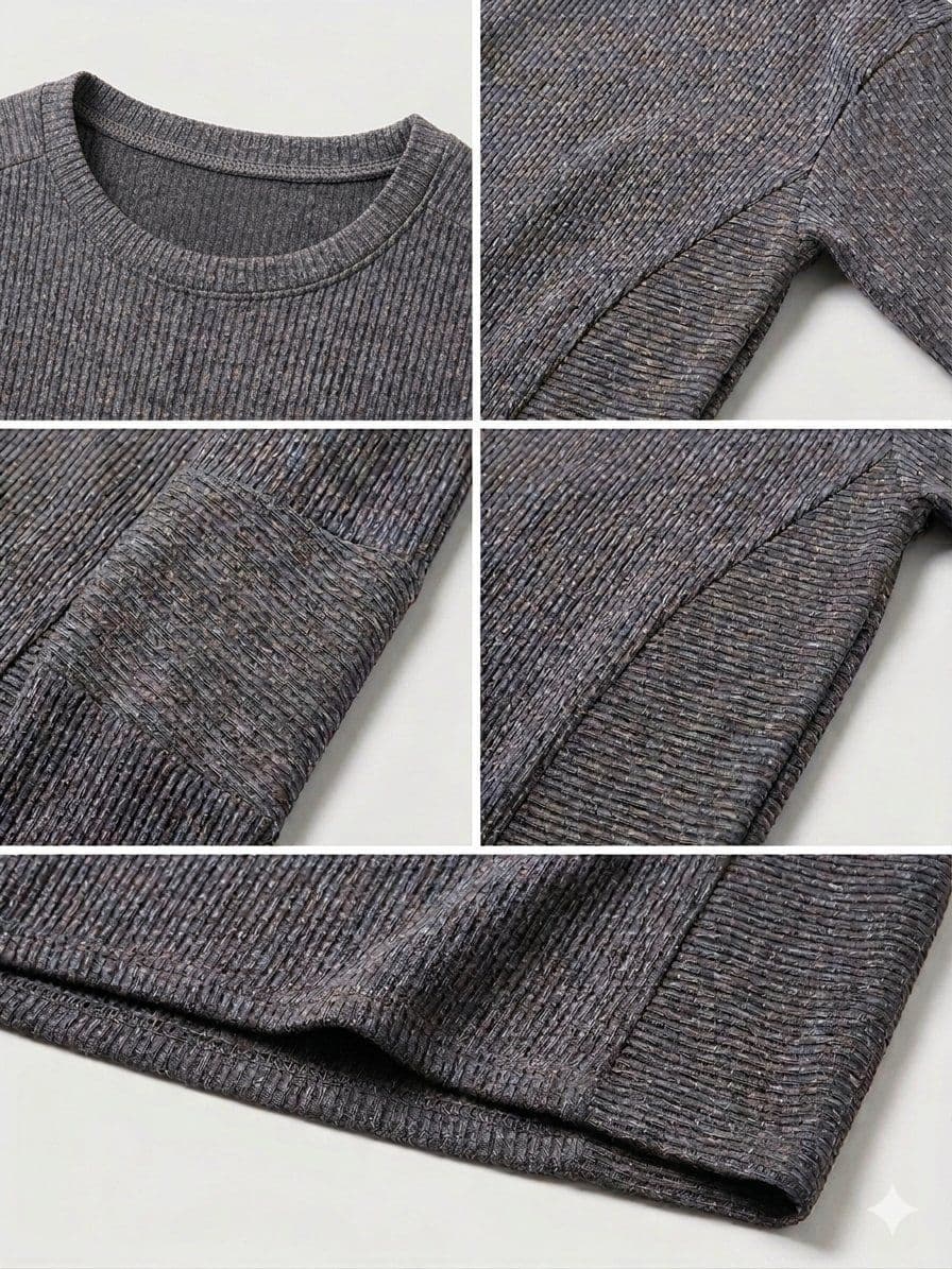 Line Cut Ribbed Knit Oversized Couple Look Unisex - 이미지 9