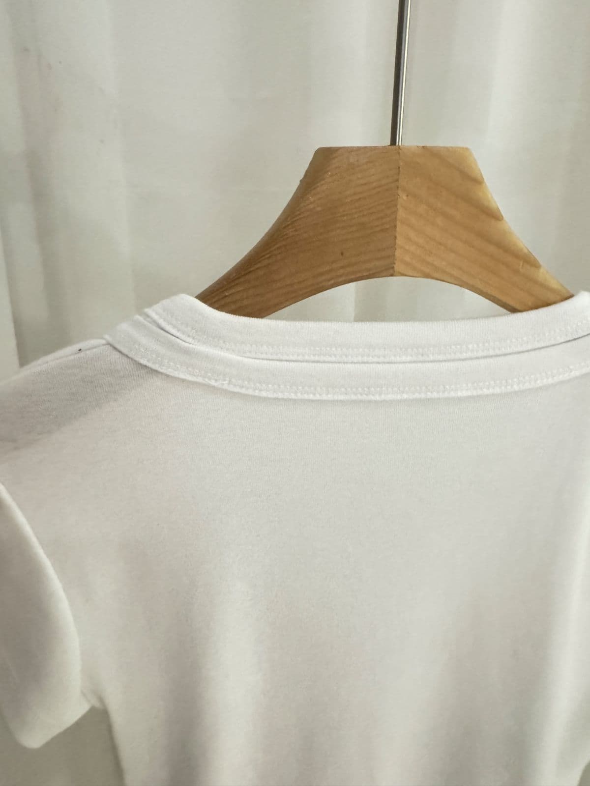 Double Neck T-shirt (Double Neck U-Neck Short Sleeve T-shirt Slim Fit Stretchy Ribbed Cropped Top) - 이미지 11