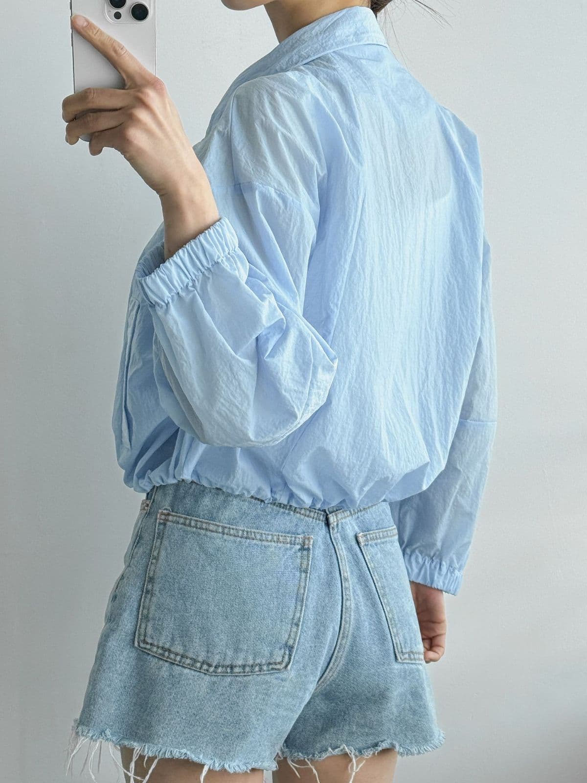 Maran JP (Crinkly Nylon High-Neck Zip-Up Crop Windbreaker Jumper) - 이미지 8