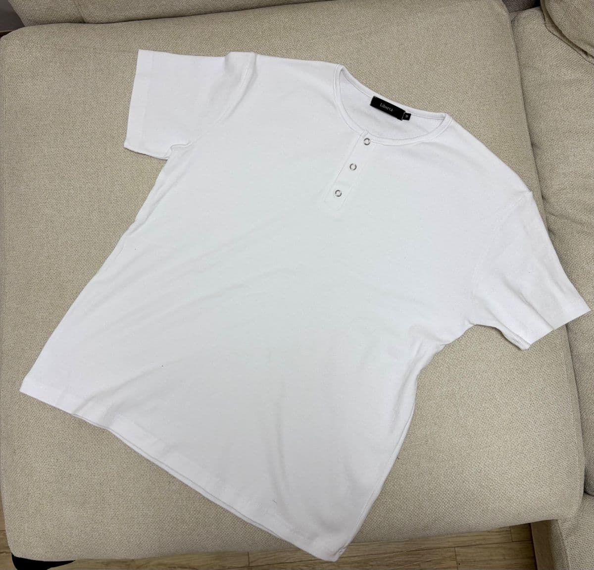 Snap Muscle Fit Henley Neck Short Sleeve T-shirt - 이미지 2