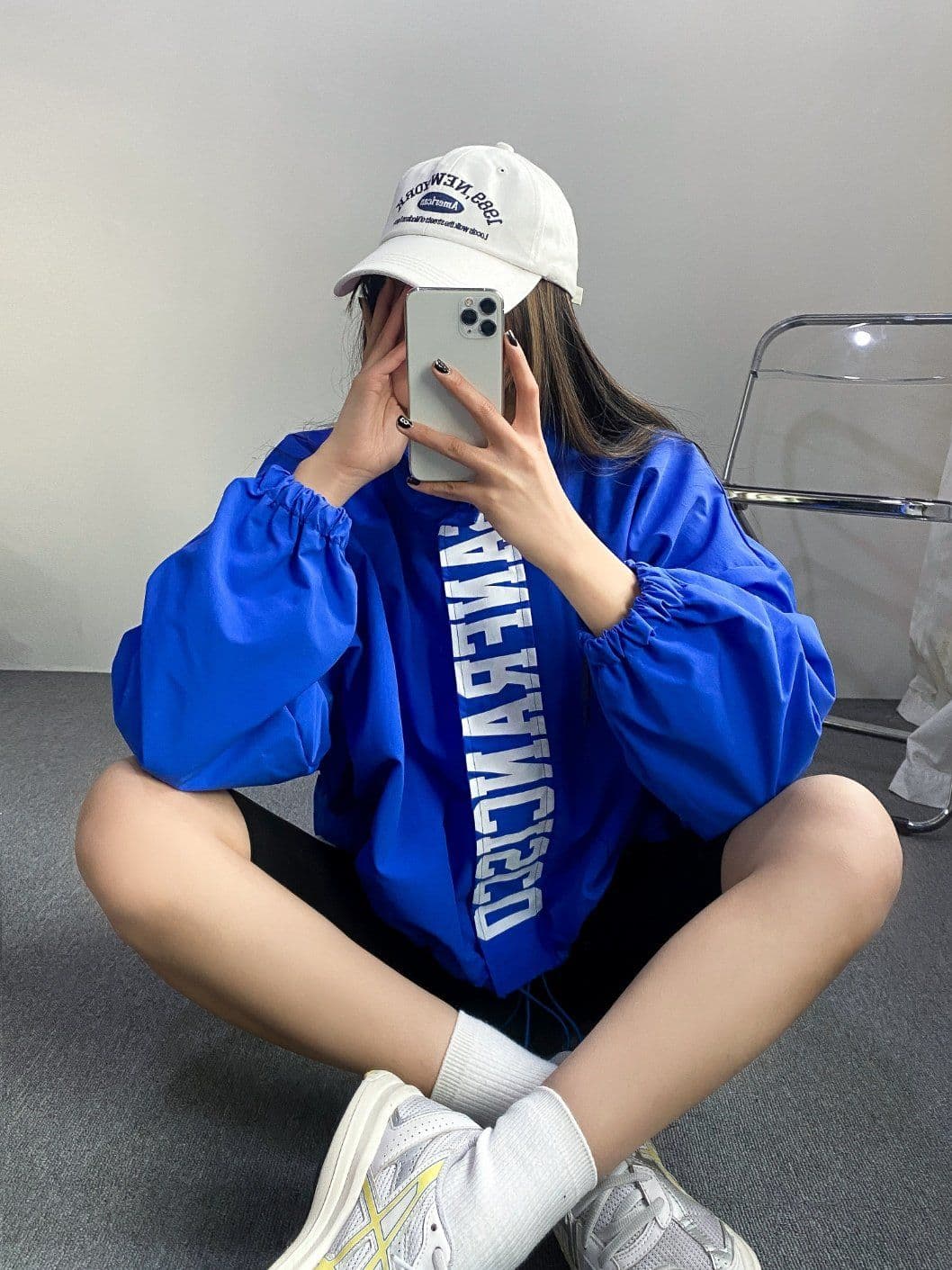 High-neck nylon windbreaker woven crisp zip-up cropped oversized drawstring jumper jacket golf camping rainy season look raincoat - 이미지 11