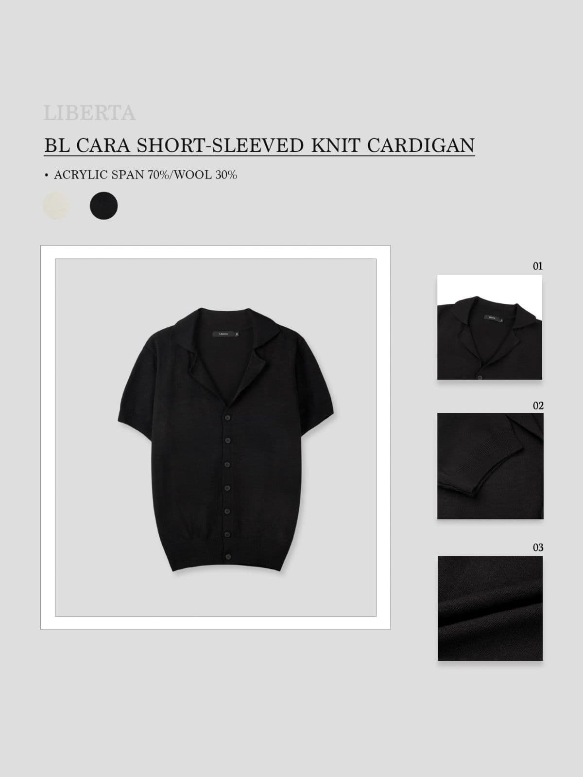 BL Collared Short Sleeve Knit Cardigan - 이미지 1