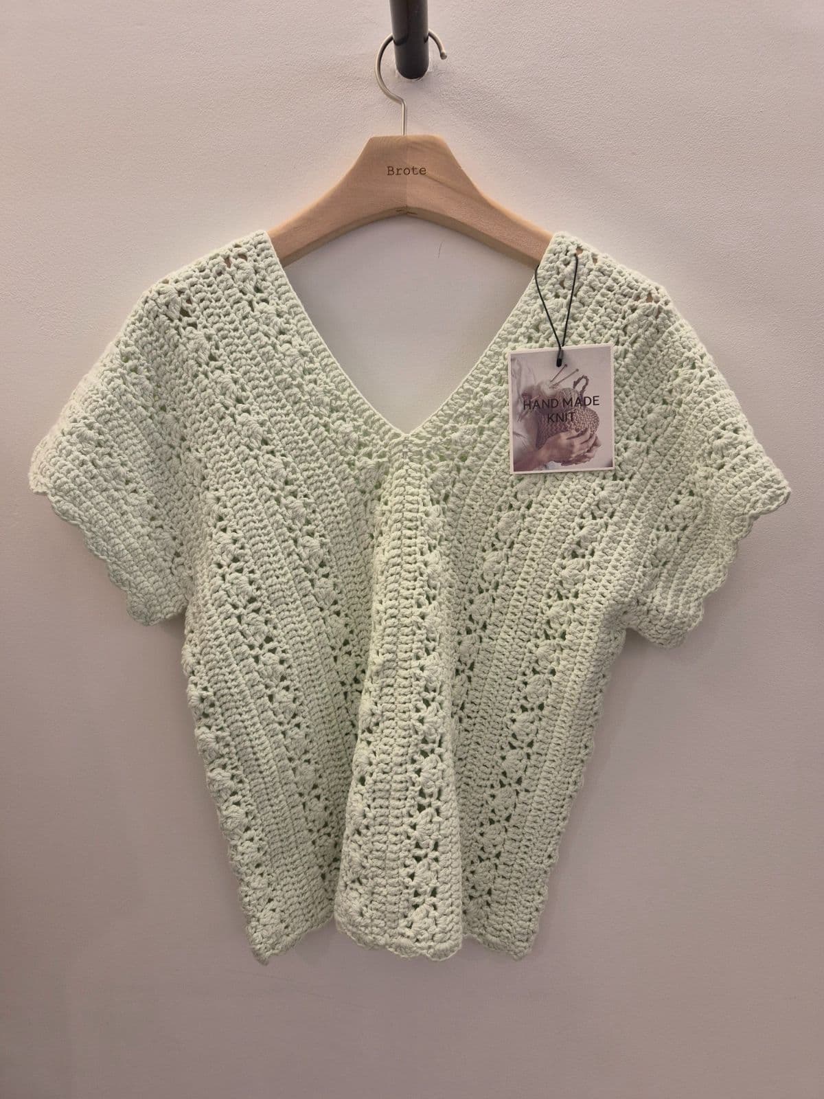 Sale 100% Cotton V-neck Punched Knit Short Sleeve Top - 이미지 11