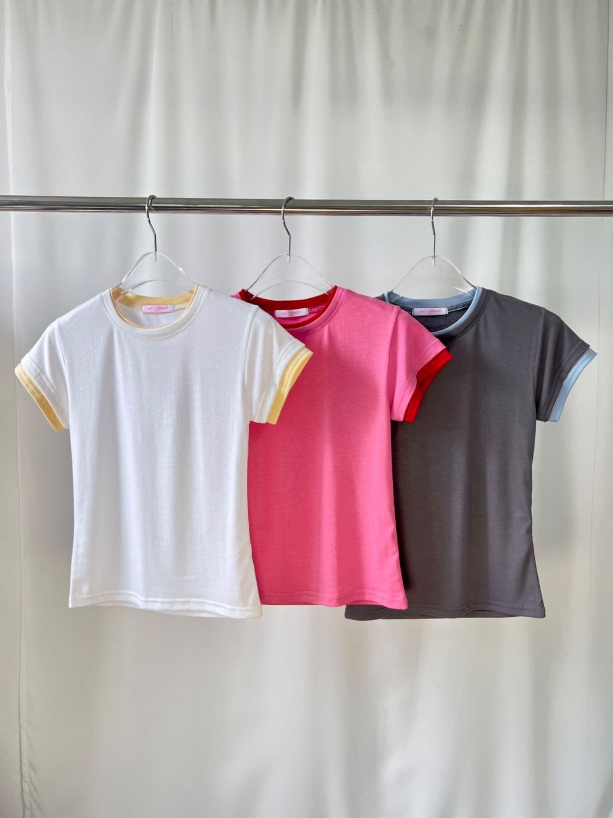 Fleece Contrast T-shirt (Layered Two-Tone Slim Fit Short Sleeve T-shirt) - 이미지 1