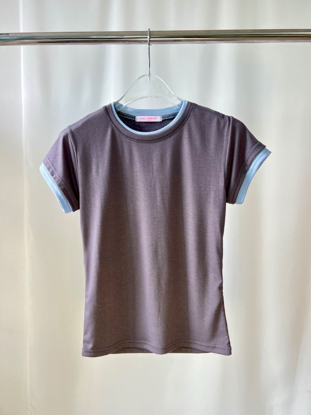 Fleece Contrast T-shirt (Layered Two-Tone Slim Fit Short Sleeve T-shirt) - 이미지 4