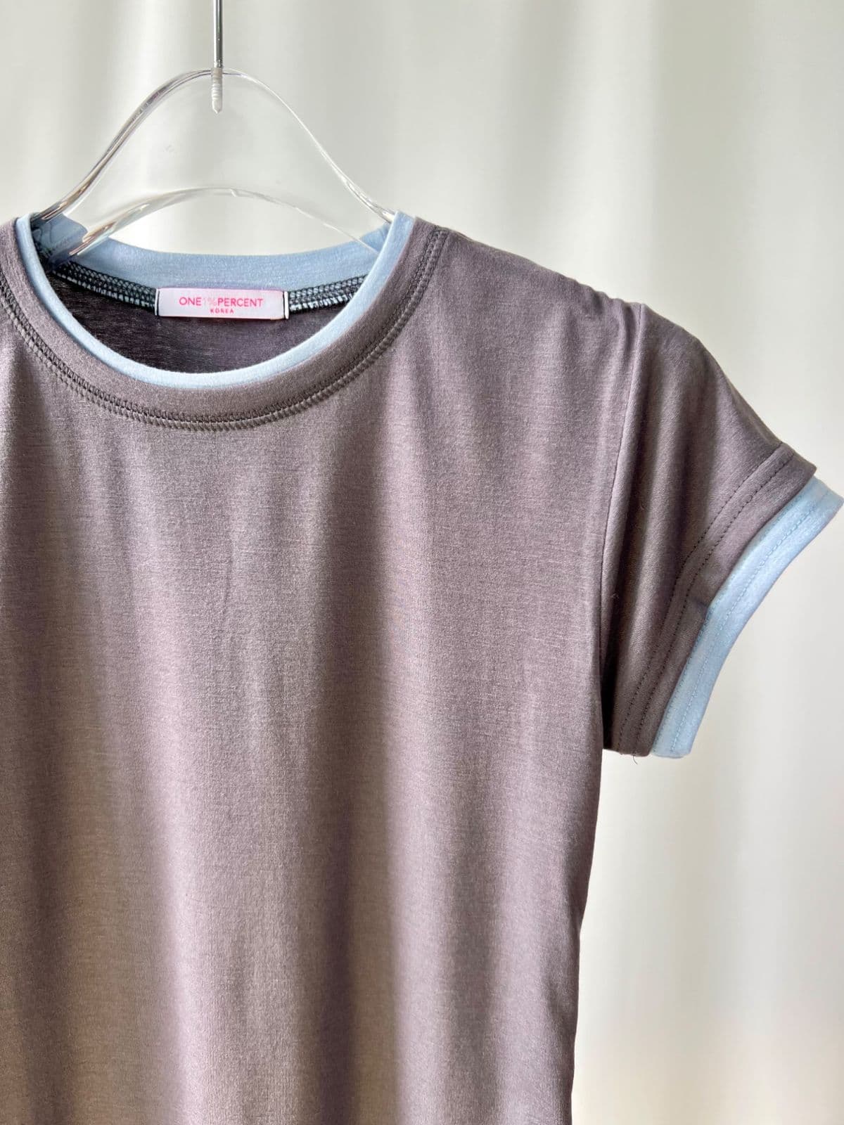 Fleece Contrast T-shirt (Layered Two-Tone Slim Fit Short Sleeve T-shirt) - 이미지 5