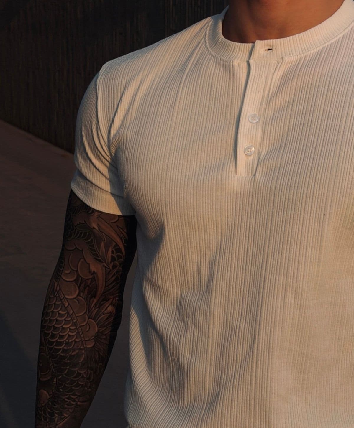 Pure Muscle Fit Henley Neck Short Sleeve T-shirt - 이미지 8