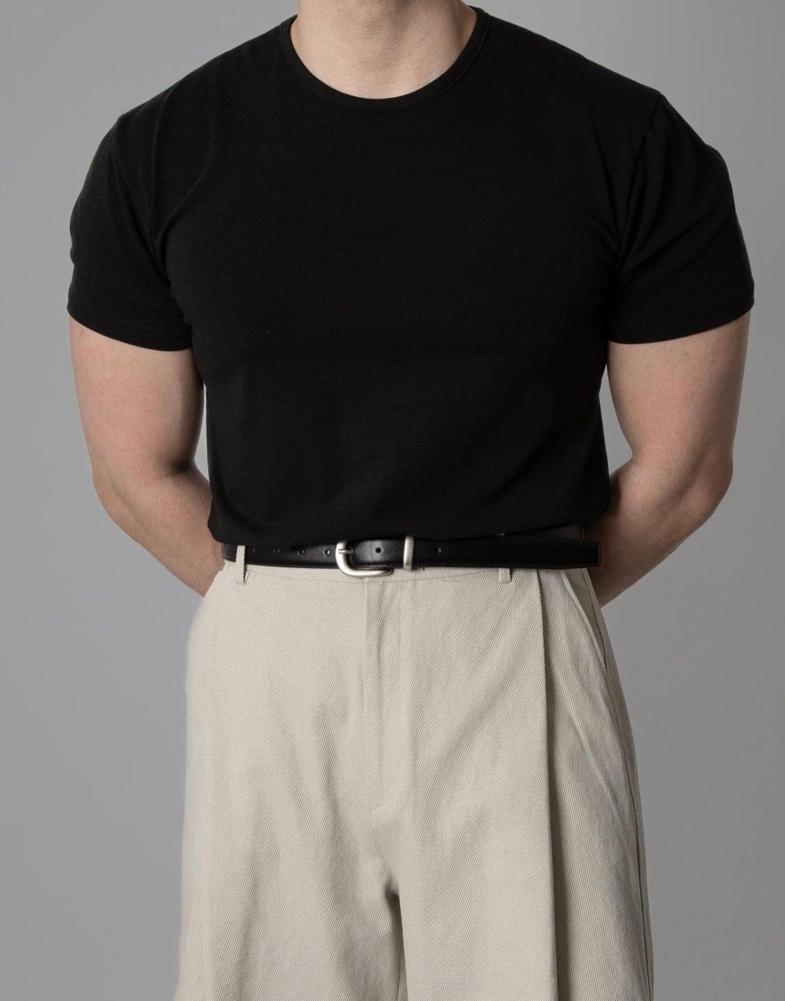 Cotton muscle-fit round short-sleeve t-shirt - 이미지 5