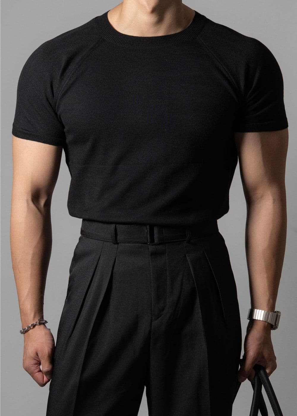 Muscle fit wool raglan short-sleeve knit - 이미지 2