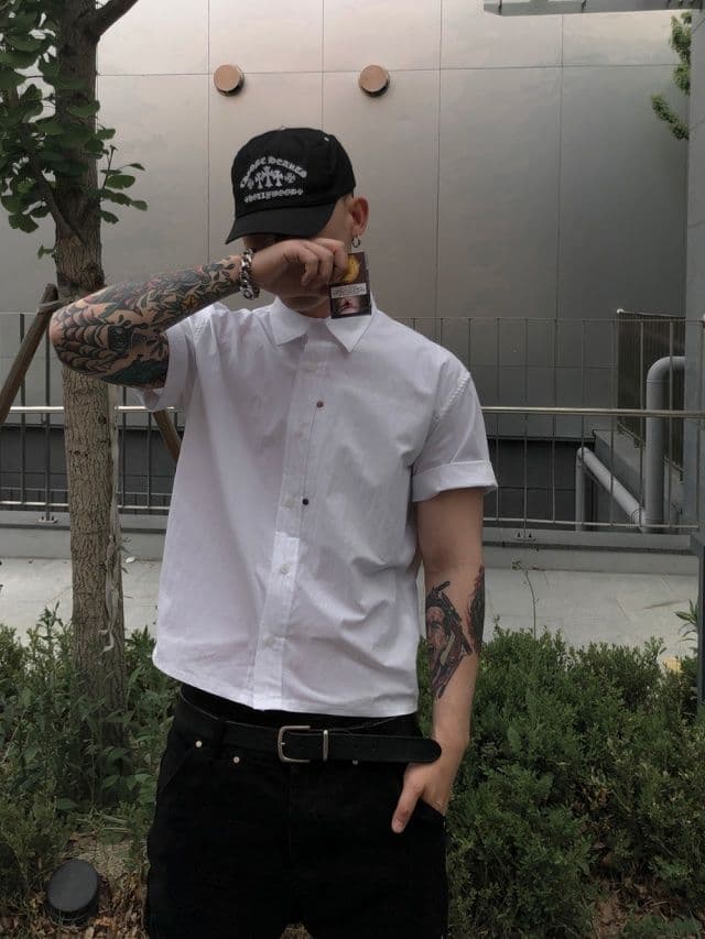 Rivet cropped short-sleeve shirt - 이미지 1