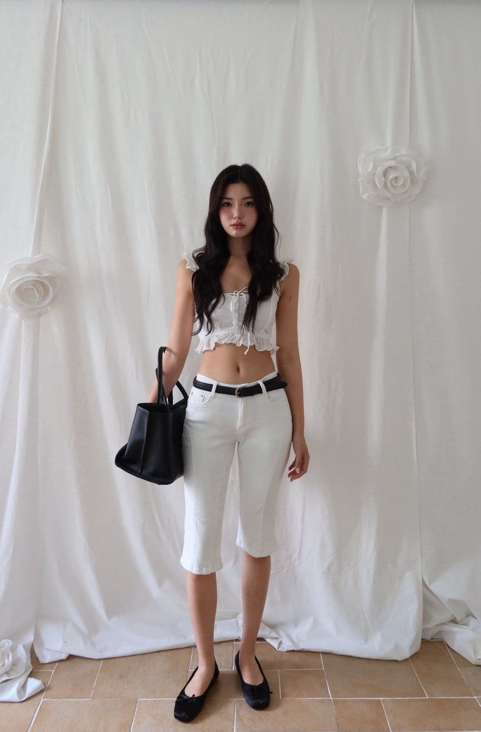 56008 Cotton Cut Capri Pants - 이미지 1