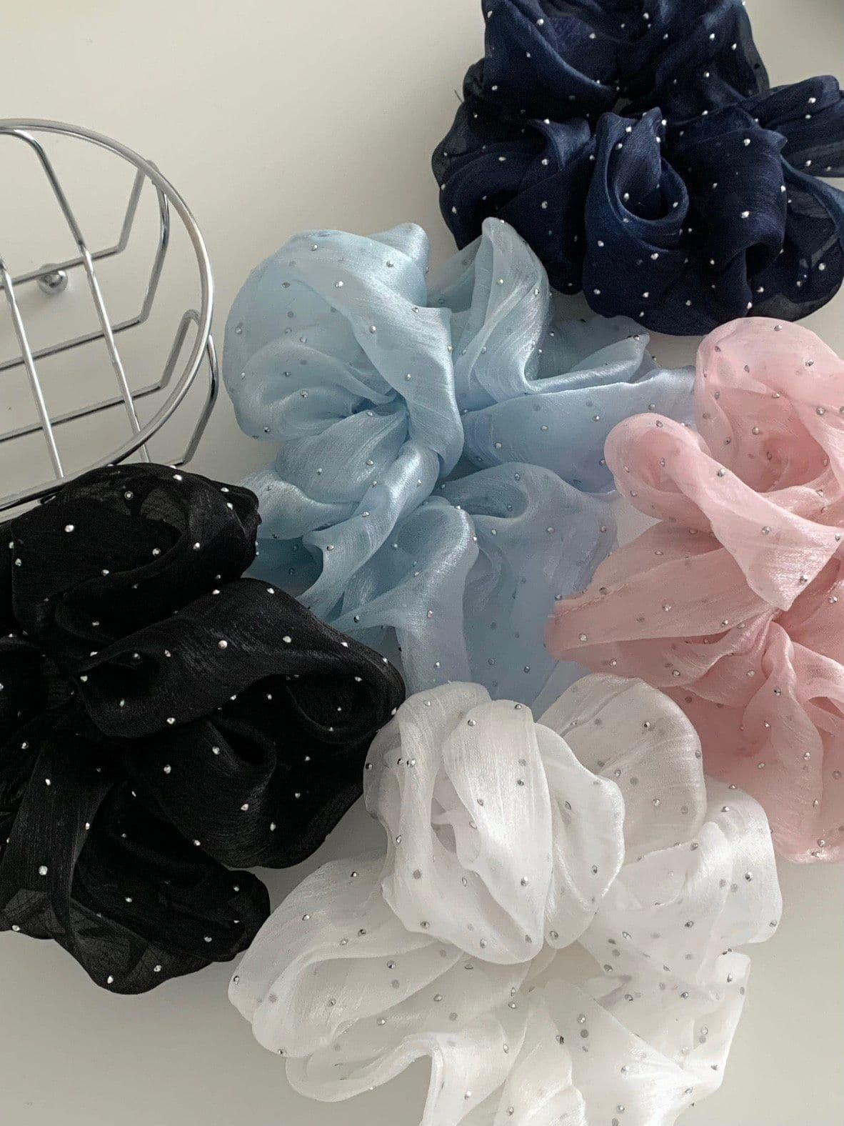 Silver Pearl Hair Scrunchie Big Scrunchie H166 - 이미지 2