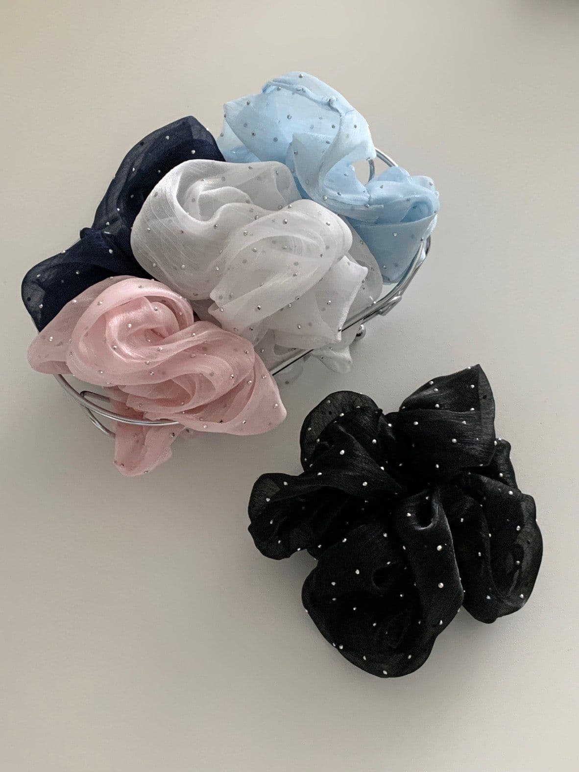 Silver Pearl Hair Scrunchie Big Scrunchie H166 - 이미지 5