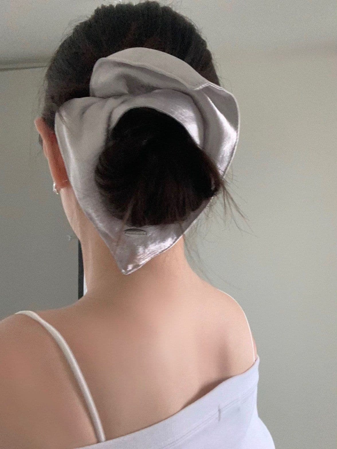 Handmade Square Scrunchie Silver Hair Scrunchie Hair Tie H168 - 이미지 5