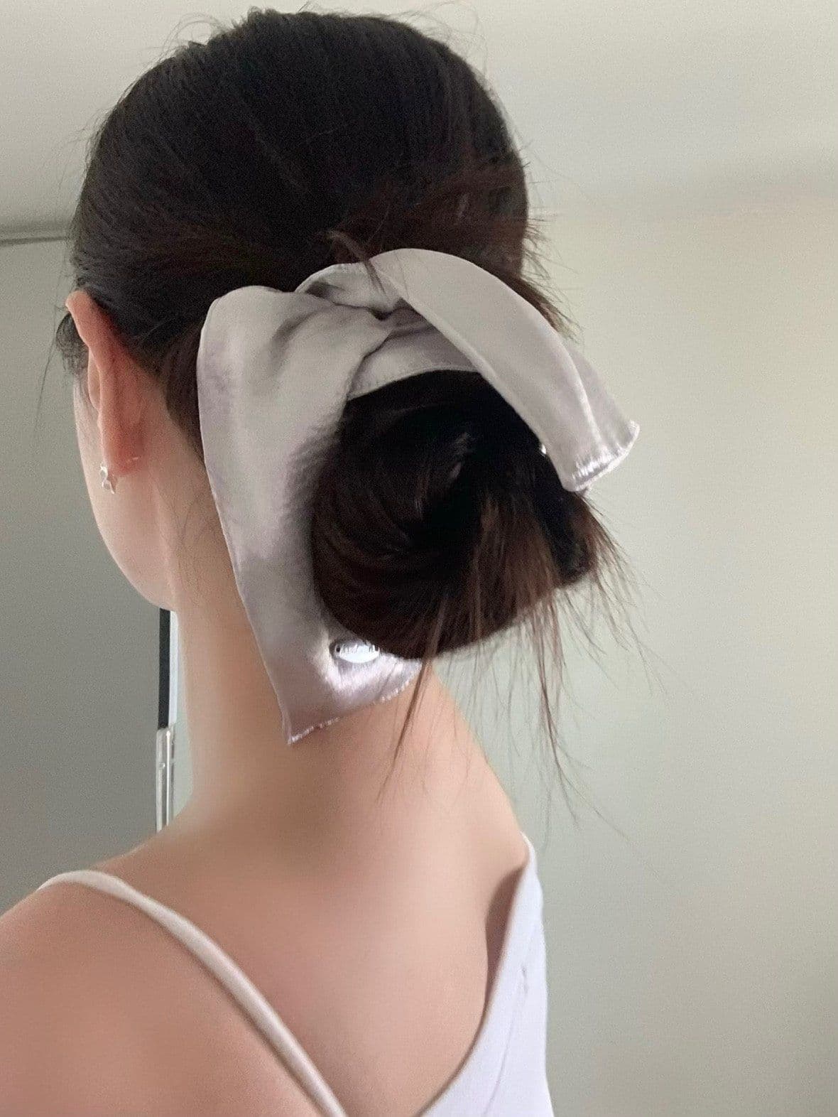 Handmade Square Scrunchie Silver Hair Scrunchie Hair Tie H168 - 이미지 6