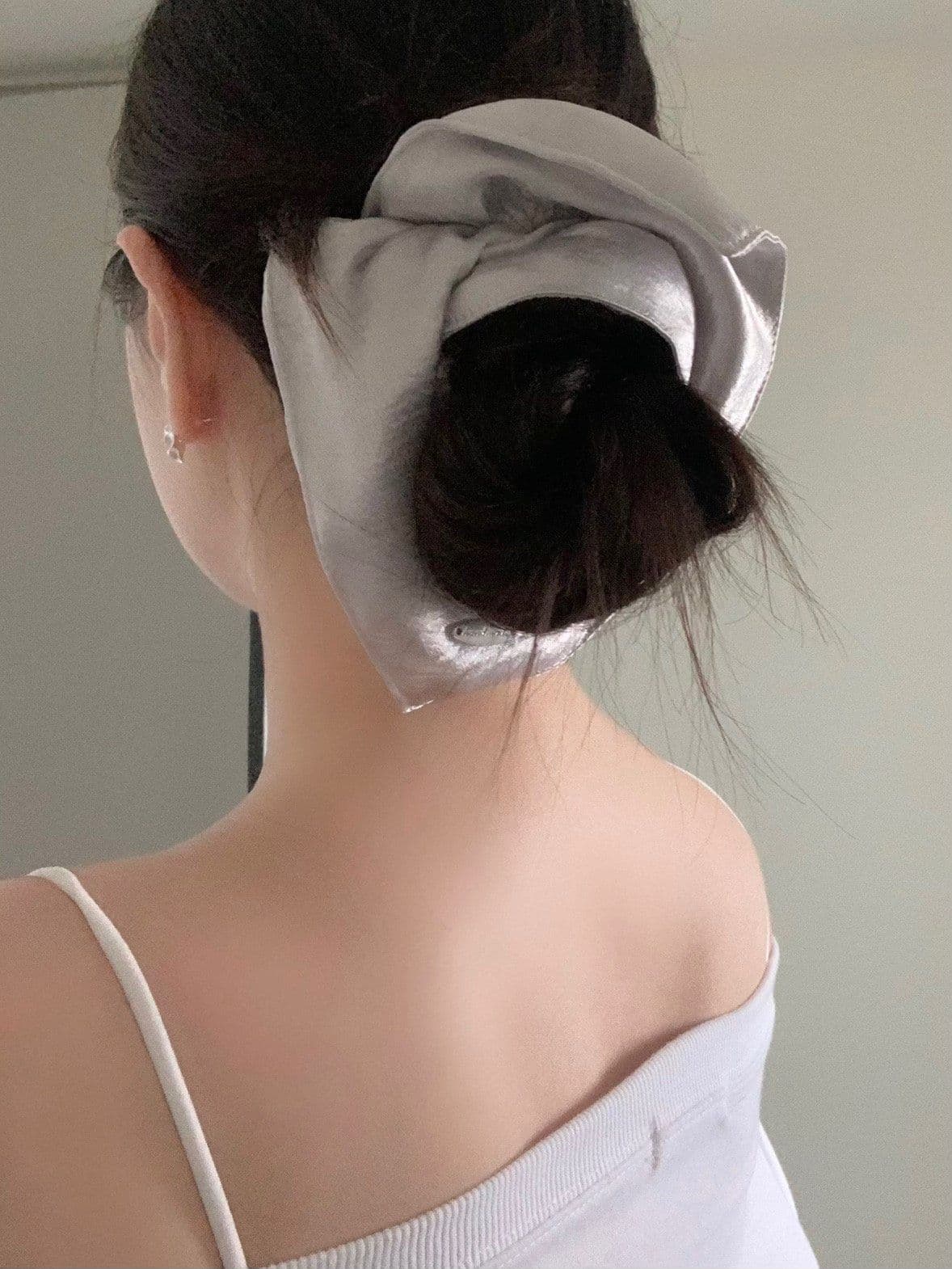 Handmade Square Scrunchie Silver Hair Scrunchie Hair Tie H168 - 이미지 7