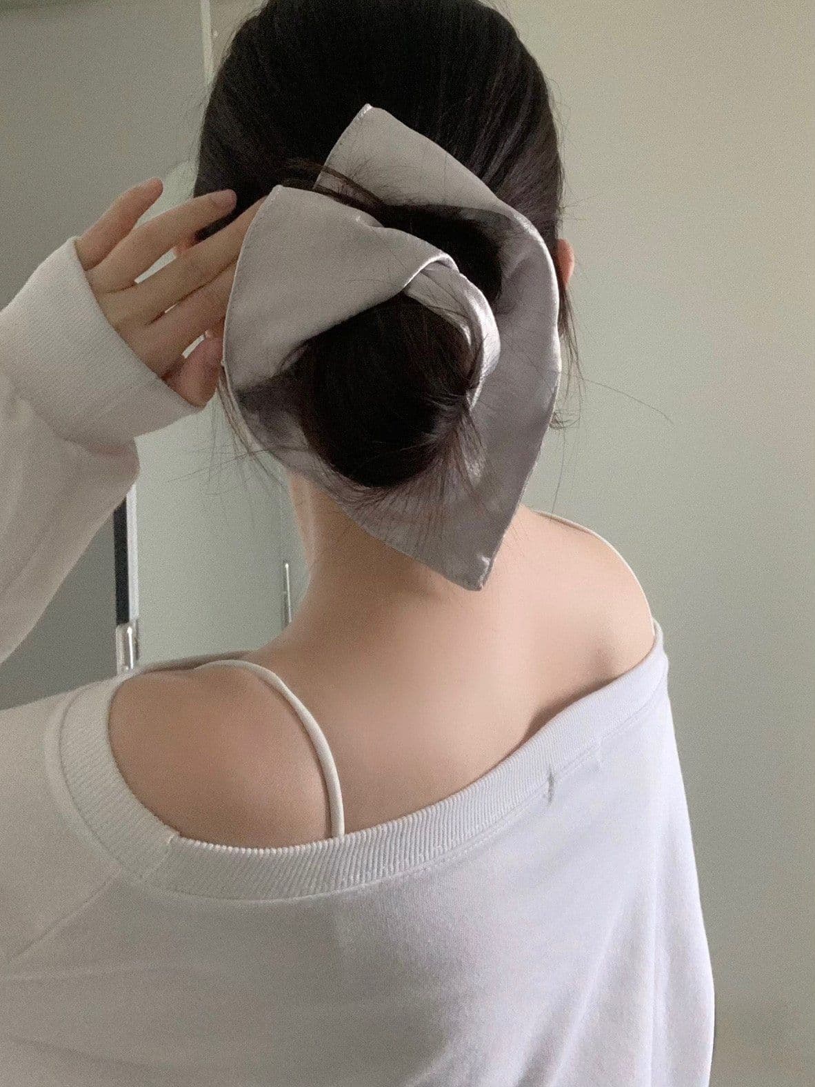 Handmade Square Scrunchie Silver Hair Scrunchie Hair Tie H168 - 이미지 8