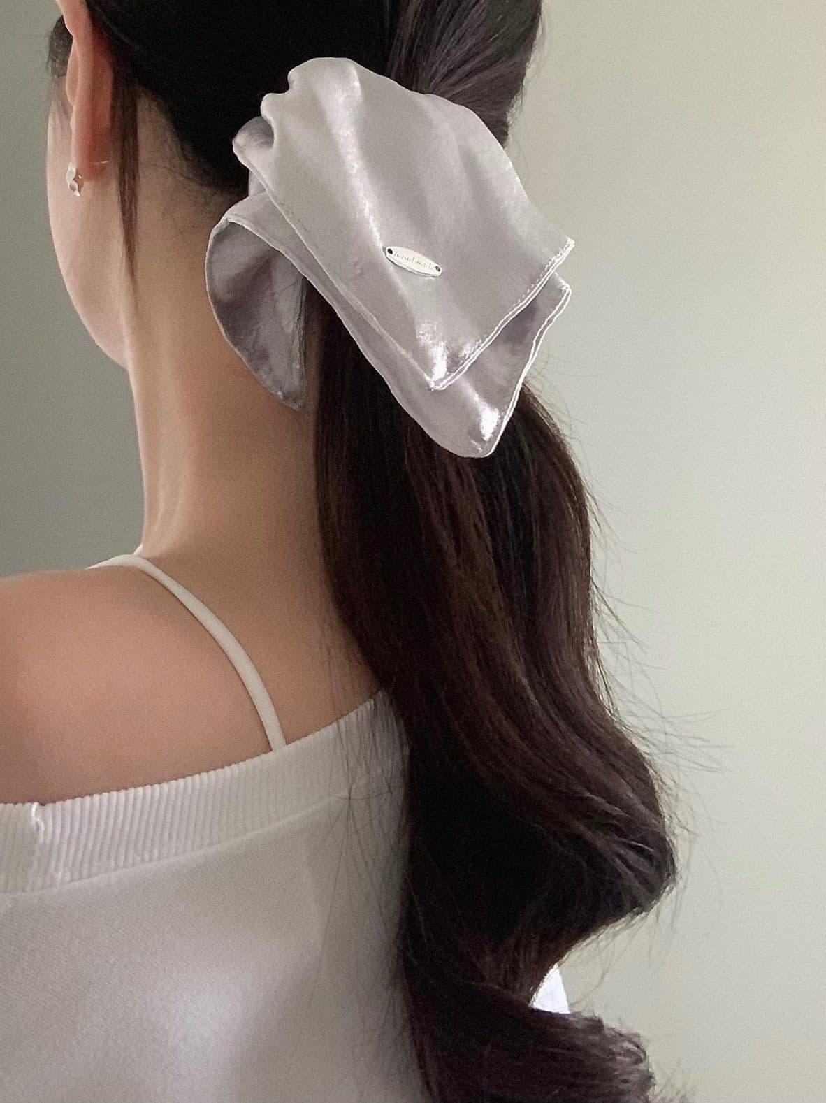 Handmade Square Scrunchie Silver Hair Scrunchie Hair Tie H168 - 이미지 9
