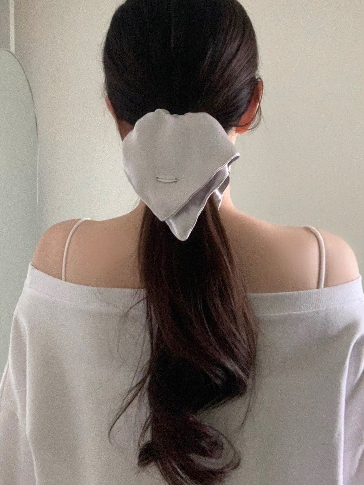 Handmade Square Scrunchie Silver Hair Scrunchie Hair Tie H168 - 이미지 10