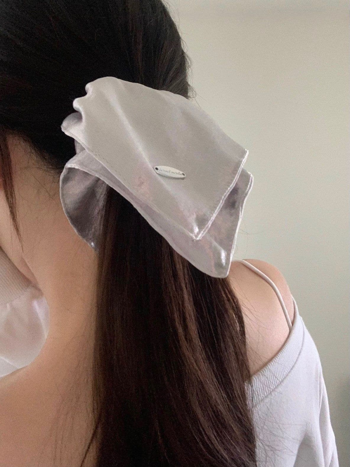 Handmade Square Scrunchie Silver Hair Scrunchie Hair Tie H168 - 이미지 11
